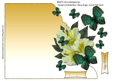 Flowers & Butterflies Wavy Edge Cut & Fold Card