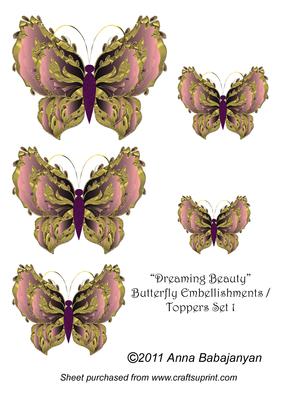 Dreaming Beauty Butterfly Embellishments / Toppers Set 1