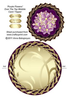 Purple Flowers Over the Top Wobble Card/ Topper