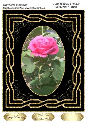Rose in Twisted Frame Card Front / Topper