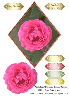 Pink Rose Diamond Shaped Topper