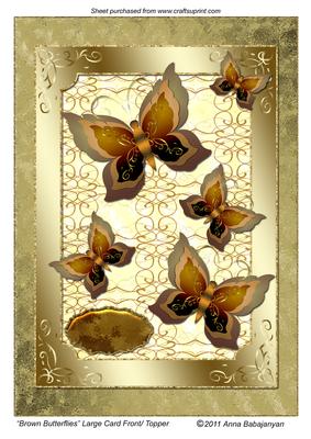 Brown Butterflies Large Card Front / Topper