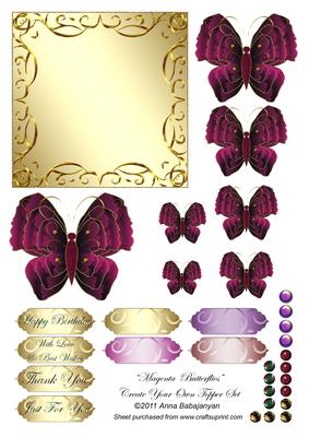 Magenta Butterflies Create Your Own Topper Set