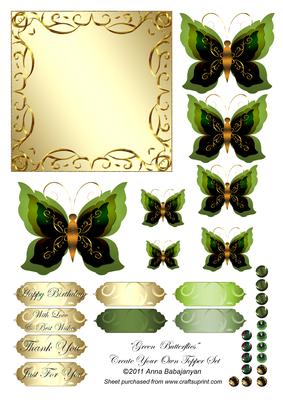Green Butterflies Create Your Own Topper Set