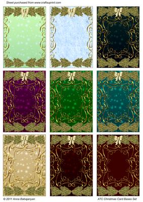 Atc Christmas Card Bases Set