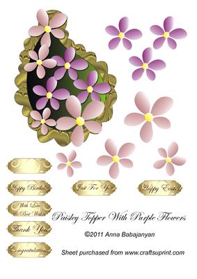 Paisley Topper with Purple Flowers