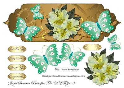 Joyful Summer Butterflies Trio Dl Topper 3