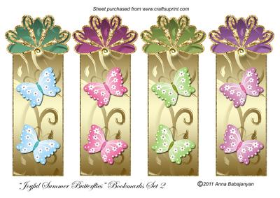 Joyful Summer Butterflies Bookmarks Set 2