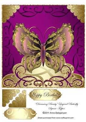 Dreaming Beauty Layered Butterfly Square Topper