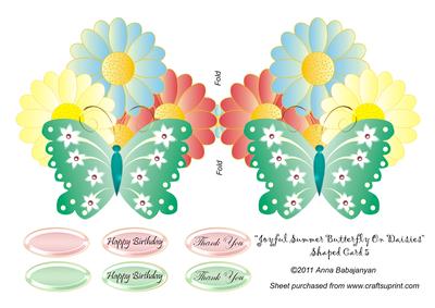 Joyful Summer Butterfly on Daisies Shaped Card 5