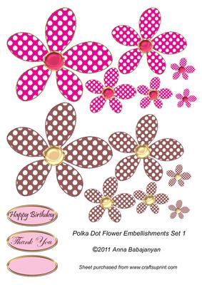 Polka Dot Flower Embellishment Set 1