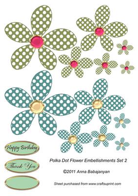 Polka Dot Flower Embellishment Set 2