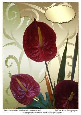 Red Calla Lilies Various Occasions Card