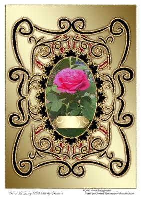 Rose in Fancy Rich Swirly Frame 1