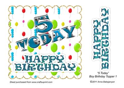 5 Today Boy Birthday Topper 1