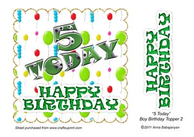5 Today Boy Birthday Topper 2