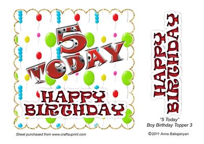 5 Today Boy Birthday Topper 3