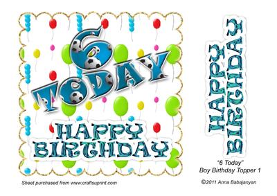 6 Today Boy Birthday Topper 1