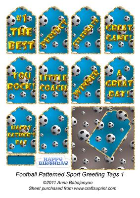 Football Patterned Sport Greeting Tags 1