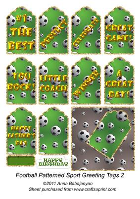 Football Patterned Sport Greeting Tags 2