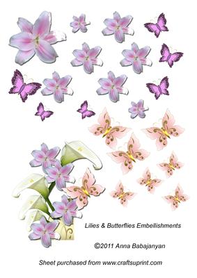 Lilies & Butterflies Embellishments
