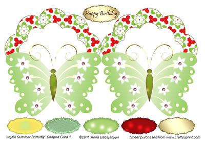 Joyful Summer Butterfly Shaped Card 1