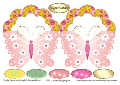 Joyful Summer Butterfly Shaped Card 2