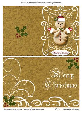 Snowman Christmas Cookie Card and Insert