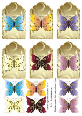 Metallic Tags with Butterflies Set 1