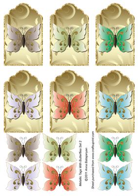 Metallic Tags with Butterflies Set 2