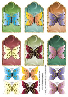 Metallic Tags with Butterflies Set 3