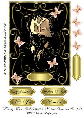 Fantasy Flower & Butterflies Various Occasions Card 2