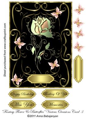 Fantasy Flower & Butterflies Various Occasions Card 3