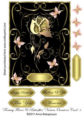 Fantasy Flower & Butterflies Various Occasions Card 4