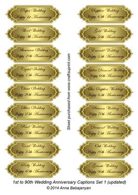 1st to 90th Wedding Anniversary Captions Set 1 (updated)