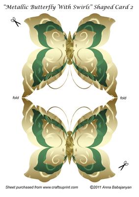 Metallic Butterfly with Swirls Shaped Card 2
