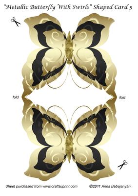 Metallic Butterfly with Swirls Shaped Card 5