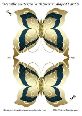 Metallic Butterfly with Swirls Shaped Card 6