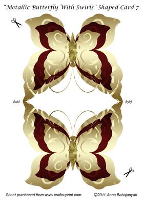 Metallic Butterfly with Swirls Shaped Card 7