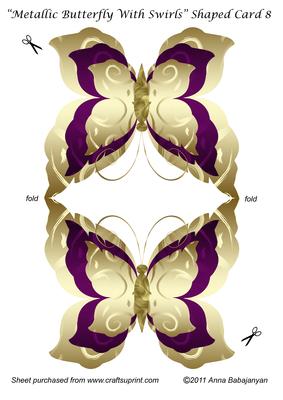 Metallic Butterfly with Swirls Shaped Card 8