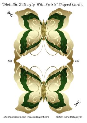 Metallic Butterfly with Swirls Shaped Card 9