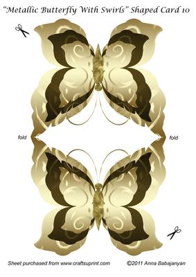 Metallic Butterfly with Swirls Shaped Card 10