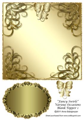 Fancy Swirls Various Occasions Blank Topper 1