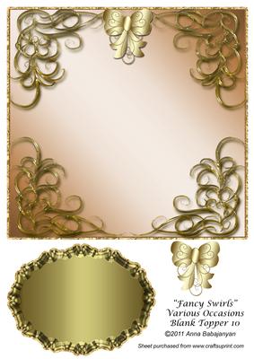 Fancy Swirls Various Occasions Blank Topper 10