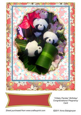3 Baby Pandas Birthday / Congratulations/ Pregnancy Card