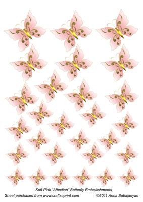 Soft Pink "affection" Butterfly Embellishments