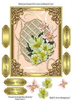 Flowers & Butterflies Serenity Card Front 1