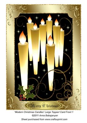 Modern Christmas Candles Large Topper/ Card Front 1
