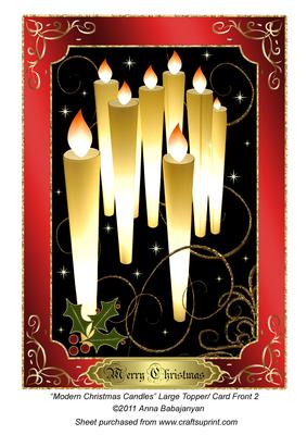 Modern Christmas Candles Large Topper/ Card Front 2