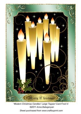 Modern Christmas Candles Large Topper/ Card Front 4